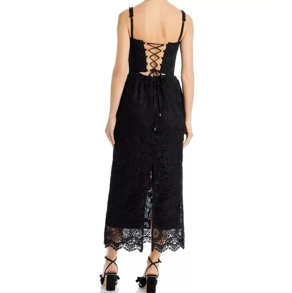 Sabina Musayev Nicolette Lace Embroidered Midi Dress Large